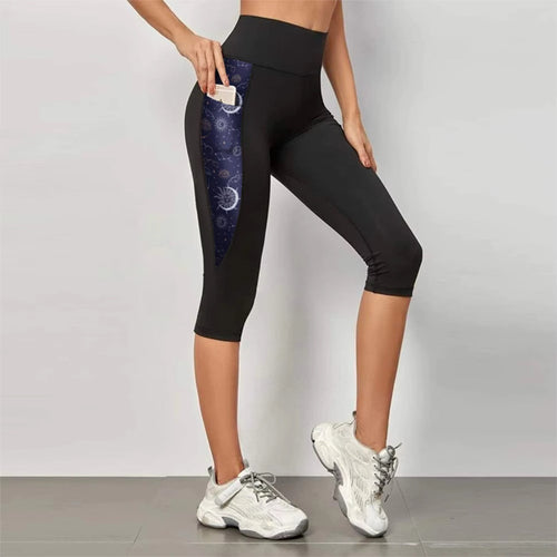 Black with moon and stars pocket 2 Pocket Leggings