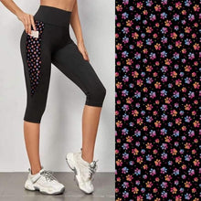 Load image into Gallery viewer, Black Leggings with Pocket Pattern - Sunset