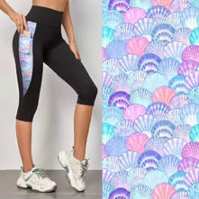 Black with mermaid shell pocket 2 Pocket leggings